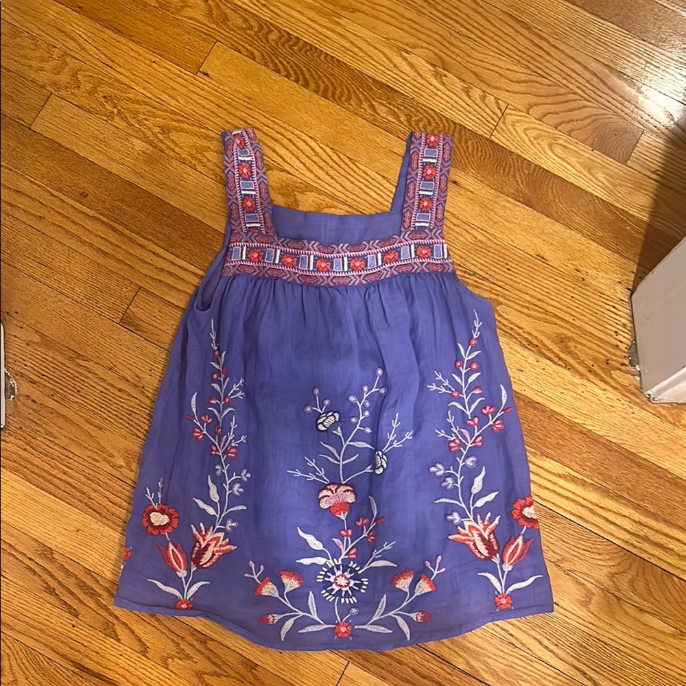 Johnny Was Periwinkle Floral Embroidered Tank